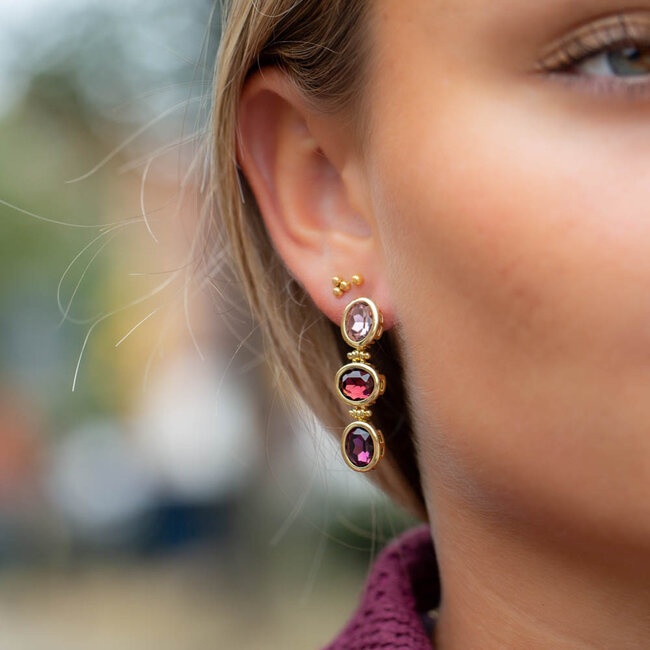 Biba Biba Paars aubergine luxe crystal oorbellen