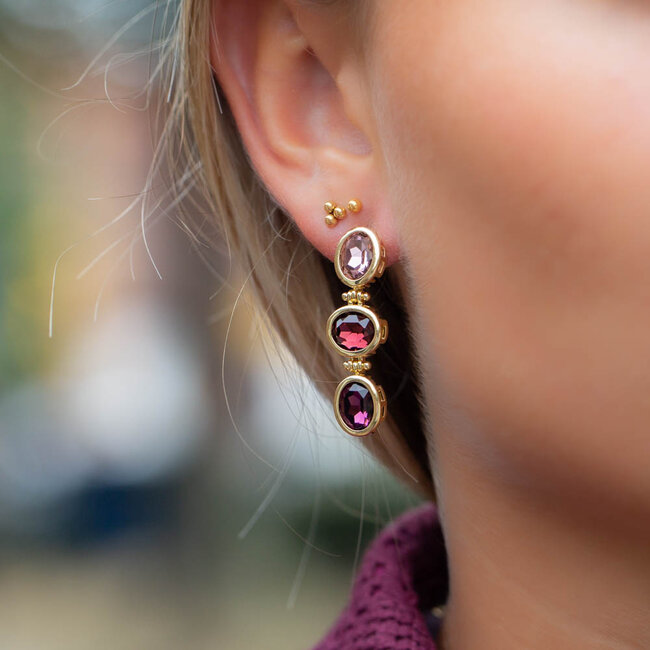 Biba Biba Paars aubergine luxe crystal oorbellen