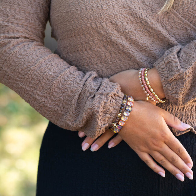 Armband kralen en crystal stenen in bruin tinten