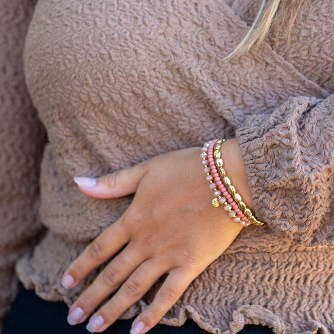 Biba Armband kralen en crystal stenen in bruin tinten