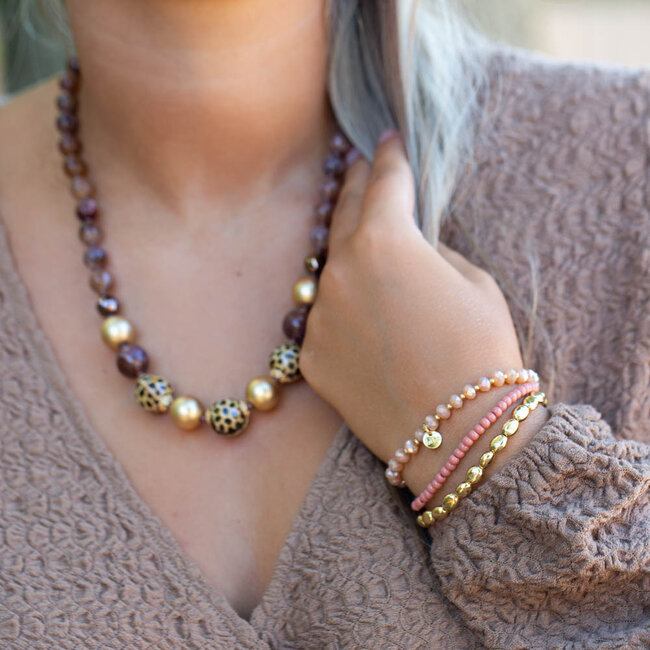 Biba Armband kralen en crystal stenen in bruin tinten