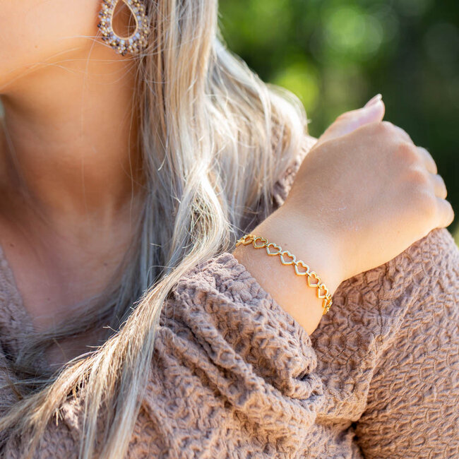 Day & Eve  Stainless steel Goud armbanden schakels, crystal of harten