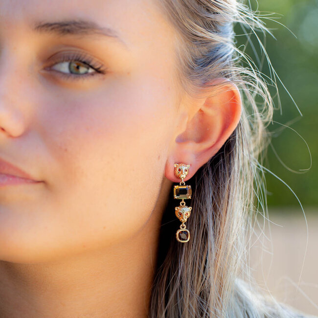 Wild & chiq tijger oorbellen met crystal stenen