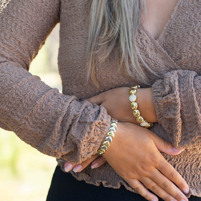 Bicolor hart of glitter armband