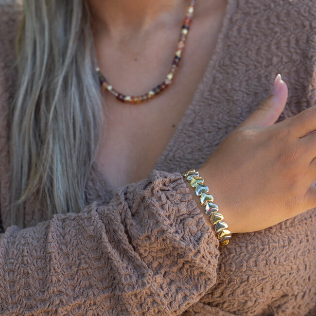 Bicolor hart of glitter armband