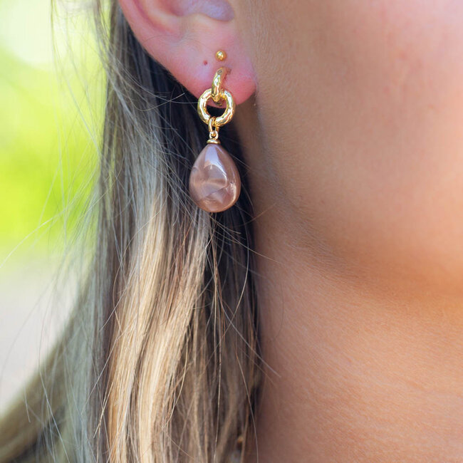 Biba Basic beauty bruin gemeleerde tijdloze oorbellen
