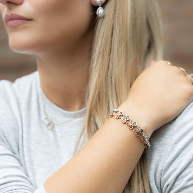 IXXXI Glittersteentjes armband rosegoud of zilver