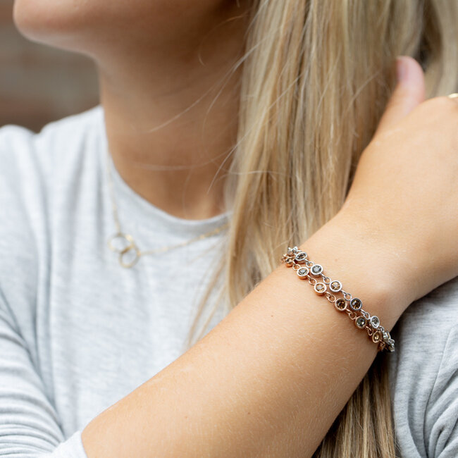IXXXI Glittersteentjes armband rosegoud of zilver