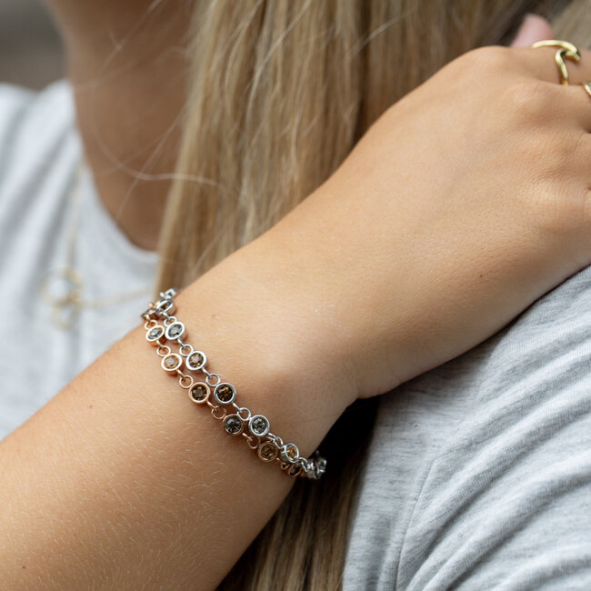 IXXXI Glittersteentjes armband rosegoud of zilver