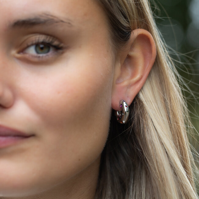 IXXXI Zilver gleam chunky oorbellen