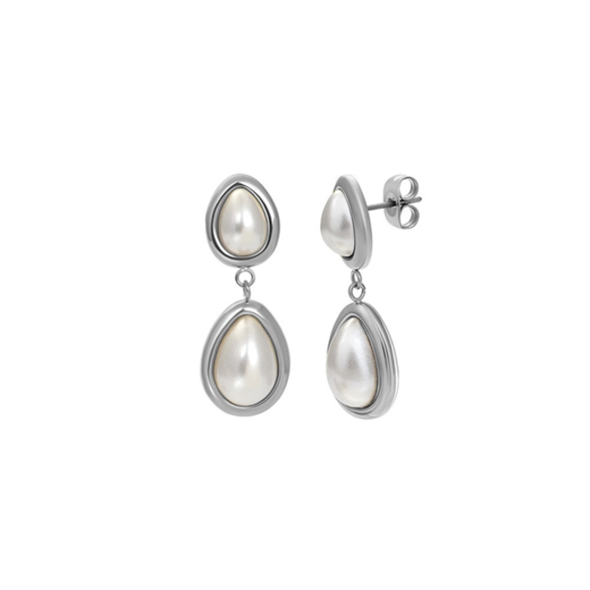 IXXXI Zilver Caelia witte parel oorbellen