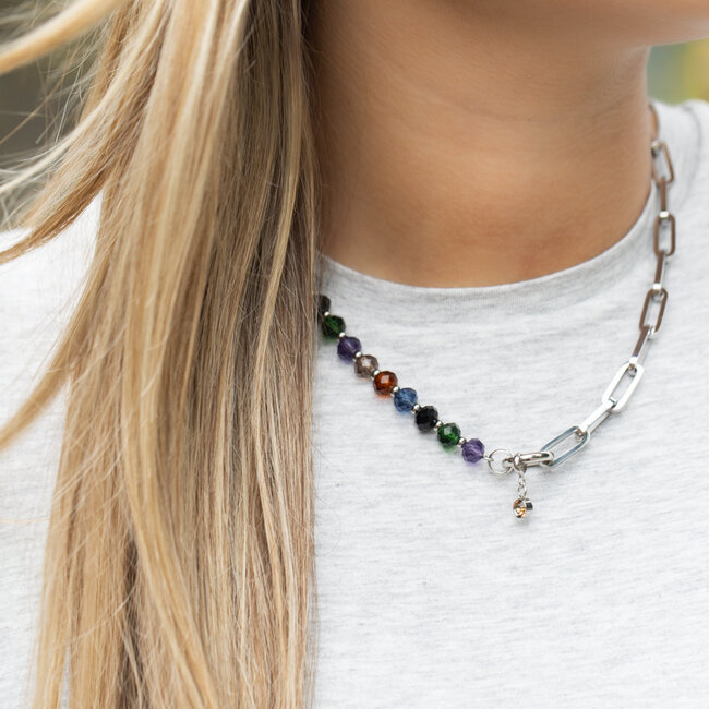 IXXXI Zilver connect ketting warme kleuren