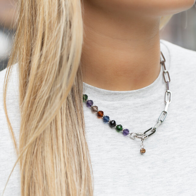 IXXXI Zilver connect ketting warme kleuren