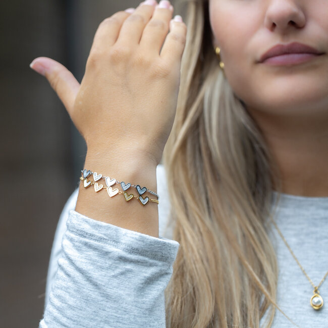 IXXXI Armband zilver of goud lover harten