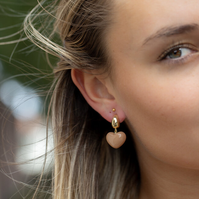 Biba Caramel hart oorbellen