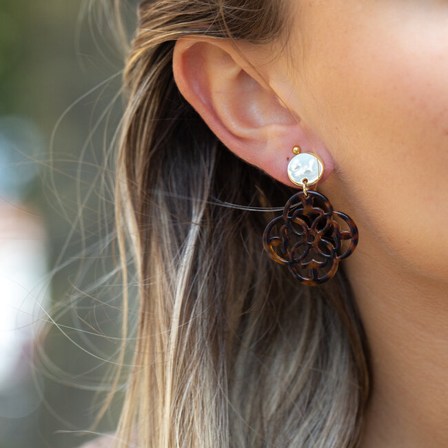 Biba Mysterieuze bruine resin CLIP oorbellen