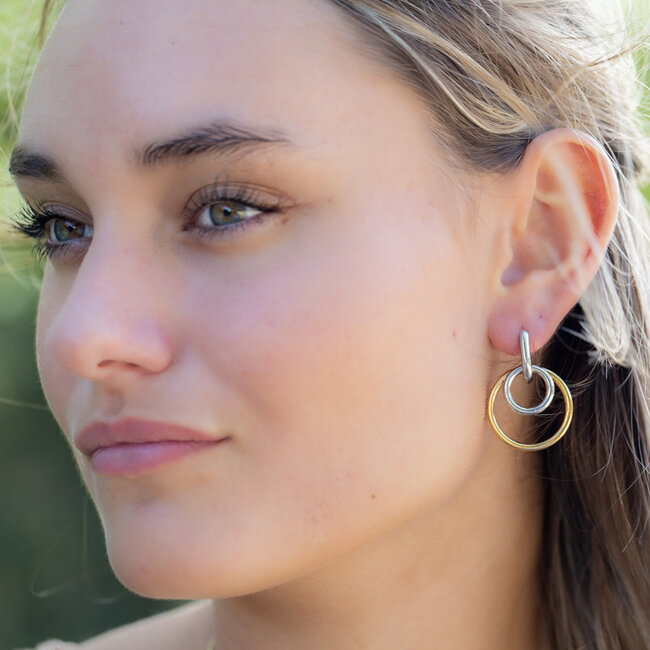 Beadle Tijdloze fijne goud en zilver bicolor oorbellen