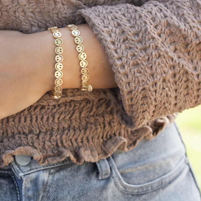 Biba Vrolijke matgoud smiley armband