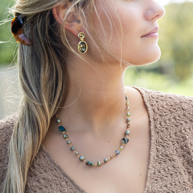Naturel groene kralen ketting