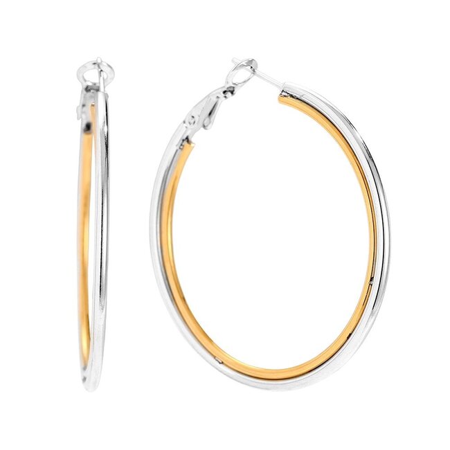 Beadle Tijdloze fijne bicolor goud en zilver oorringen