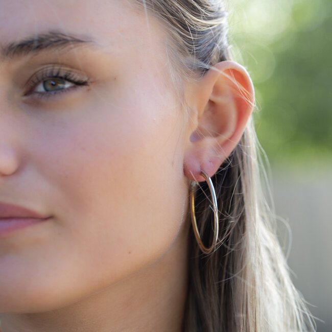 Beadle Tijdloze fijne bicolor goud en zilver oorringen