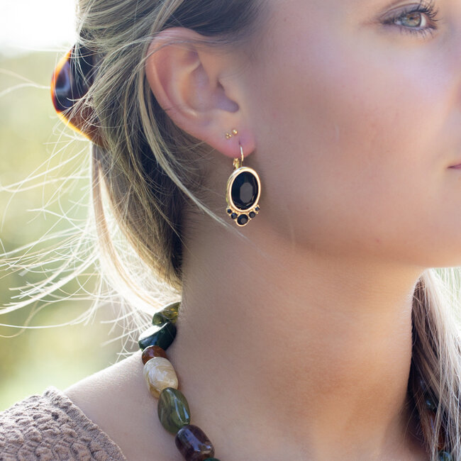 Chique oorbellen met zwarte crystals