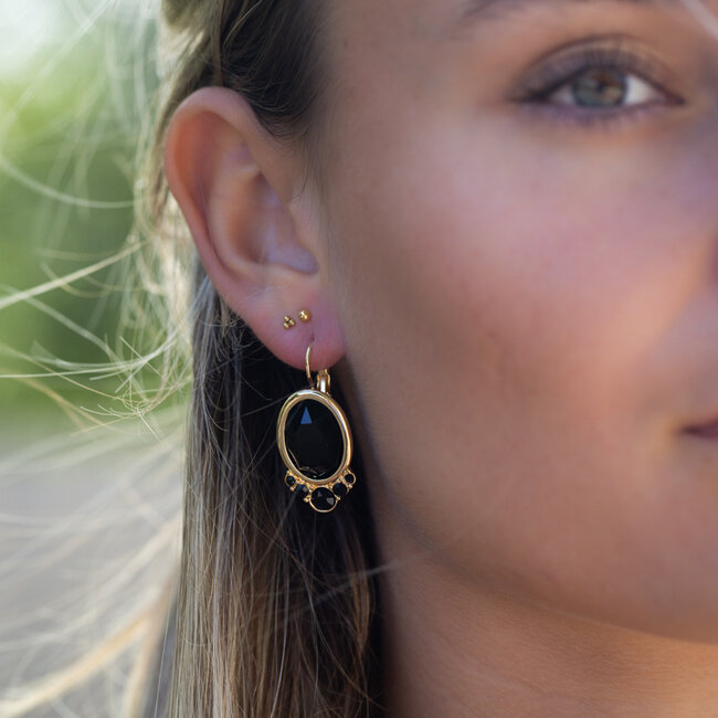 Biba Chique oorbellen met zwarte crystals