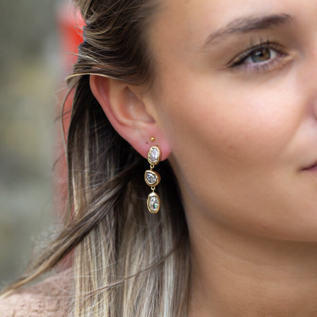 Biba Glitter crystal oorbellen met sprankelende steentjes