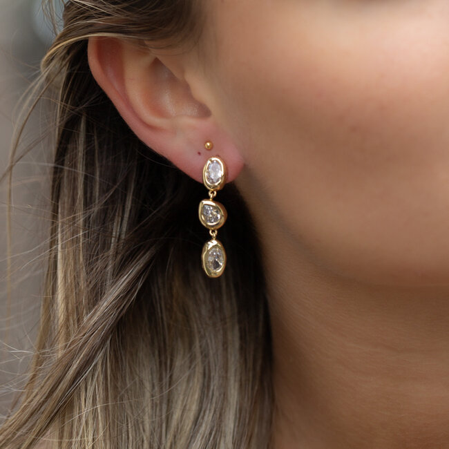 Biba Glitter crystal oorbellen met sprankelende steentjes