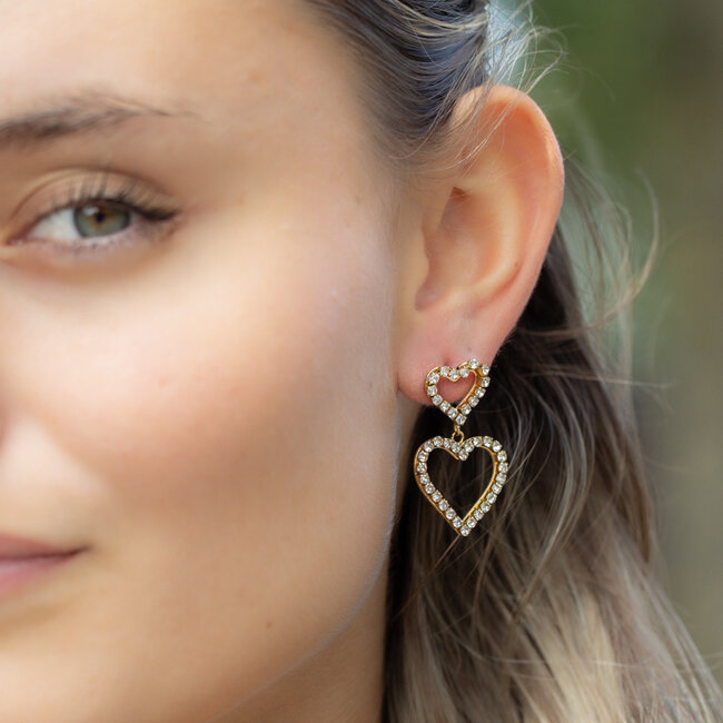 Day & Eve by Go Dutch Label Party glitter harten oorbellen