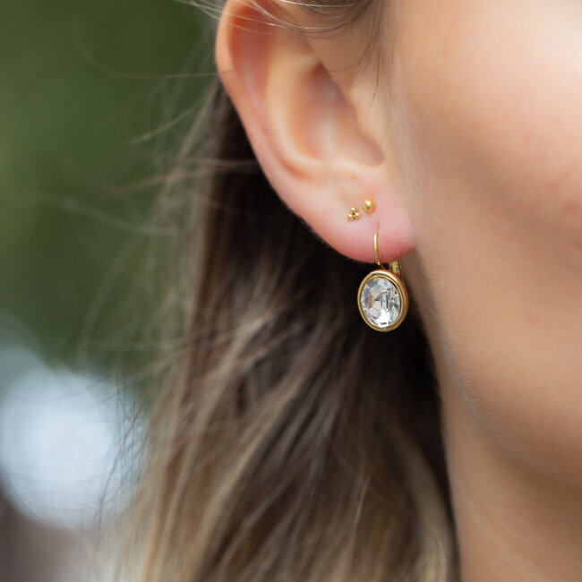Fonkelende shiny crystal sparkle ovaal oorbellen