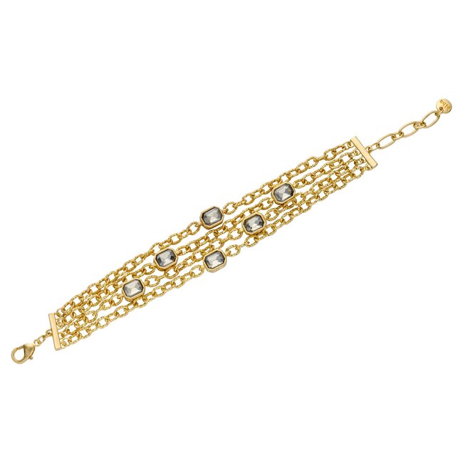 Brede armband met schakels en grijze crystal stenen