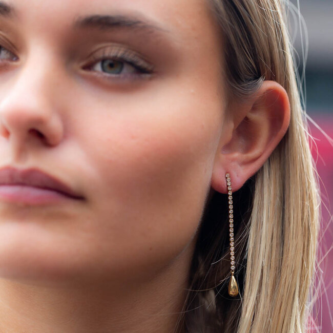 ZAG  Bijoux Goud lange glitter oorbellen of dubbele oorbellen ster