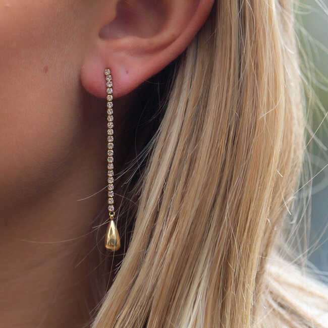 ZAG  Bijoux Goud lange glitter oorbellen of dubbele oorbellen ster