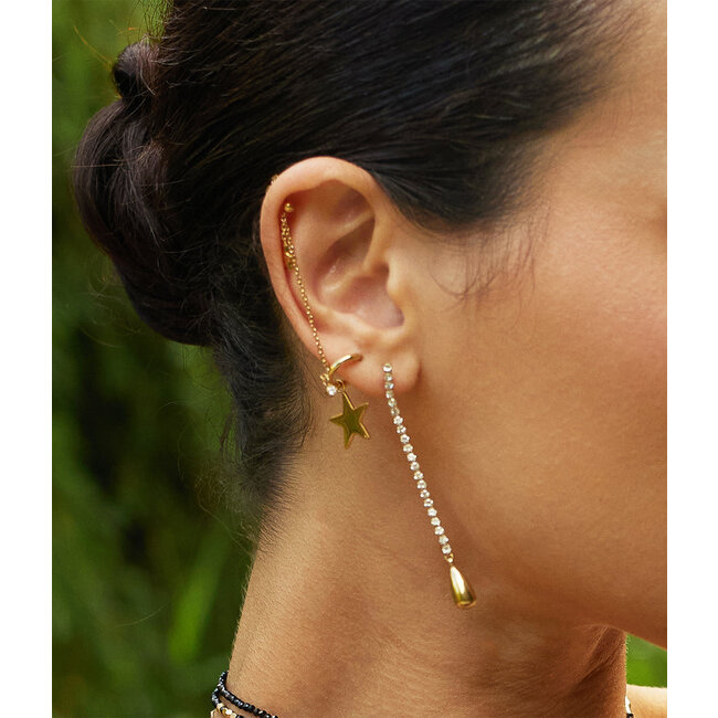 Goud lange glitter oorbellen of dubbele oorbellen ster