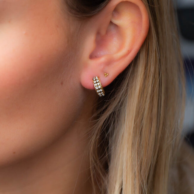 Goud party glitter oorbellen