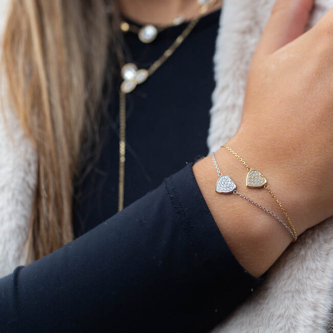 Goud of zilver armband met glitter hart