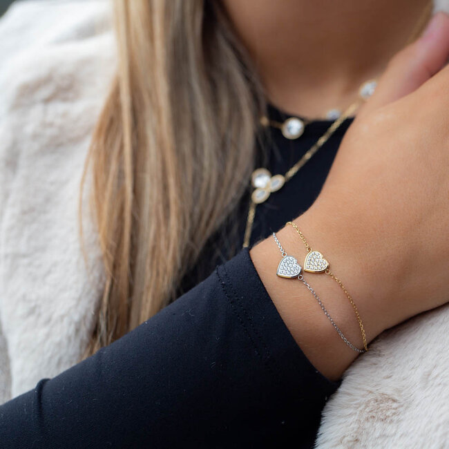 Goud of zilver armband met glitter hart