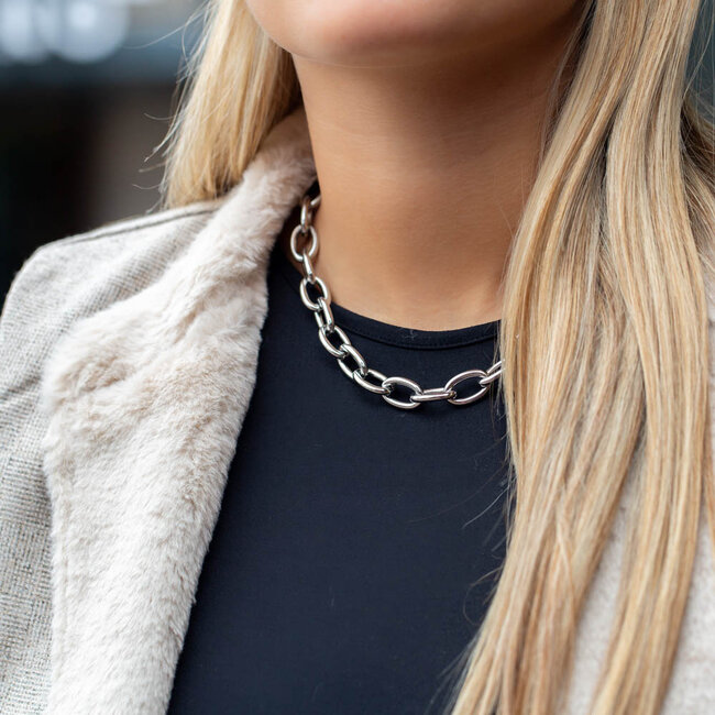 Stijlvolle tijdloze stoere zilver schakelketting