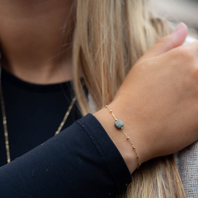 Vierkante pyriet  steen armband