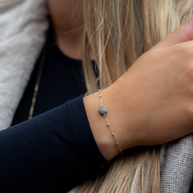 Vierkante pyriet  steen armband