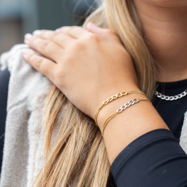 Goud of bicolor schakelarmband