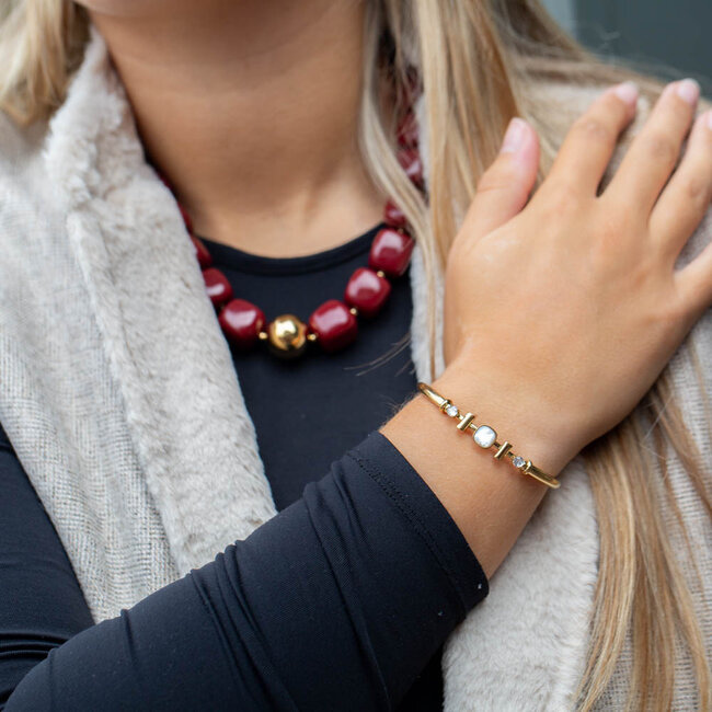 Bangle armband goud met crystal