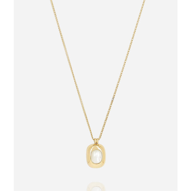 ZAG  Bijoux Mooi design ketting met parelmoer rechthoek bedel