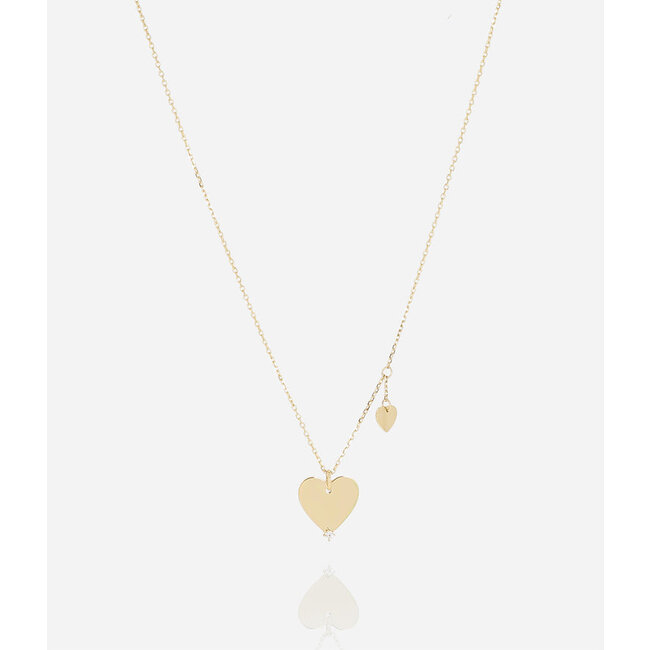 Goud ketting met hart of parelmoer klaver