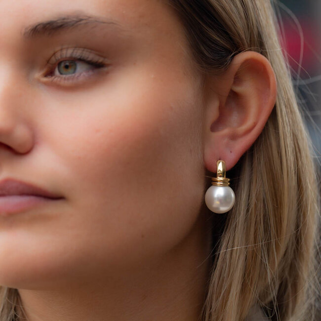 Classy luxe witte Parel oorbellen