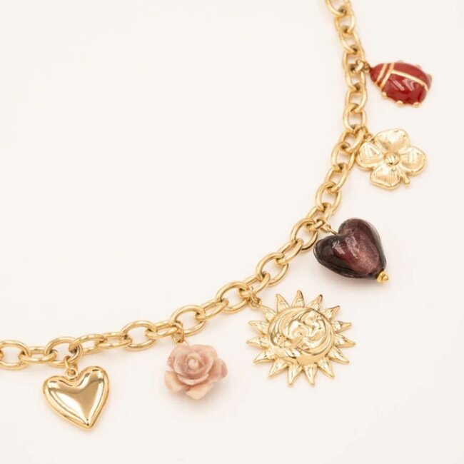 Bohm Paris Gedurfde statement schakelkettingen met bedels als zon hart en bloem