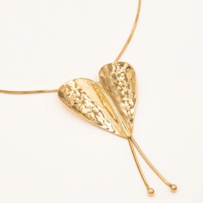 Bohm Paris Goud ketting met opvallend groot hart detail