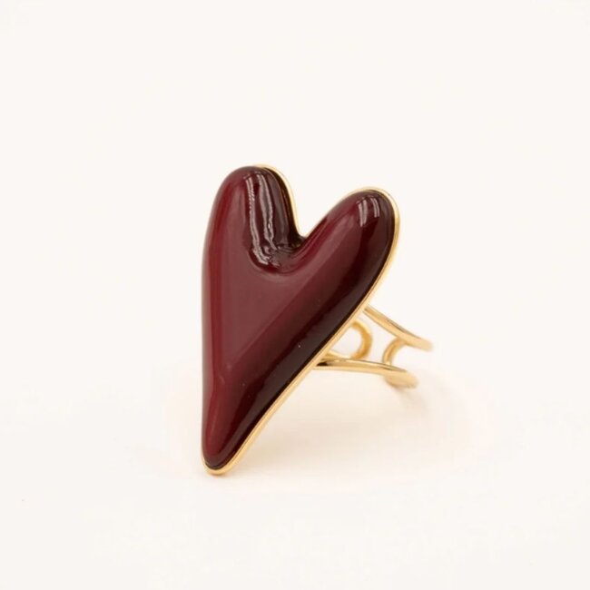 Bohm Paris Grote opvallende rode hart ring