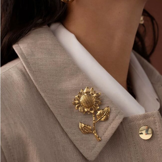 Zonnebloem pin speld broche